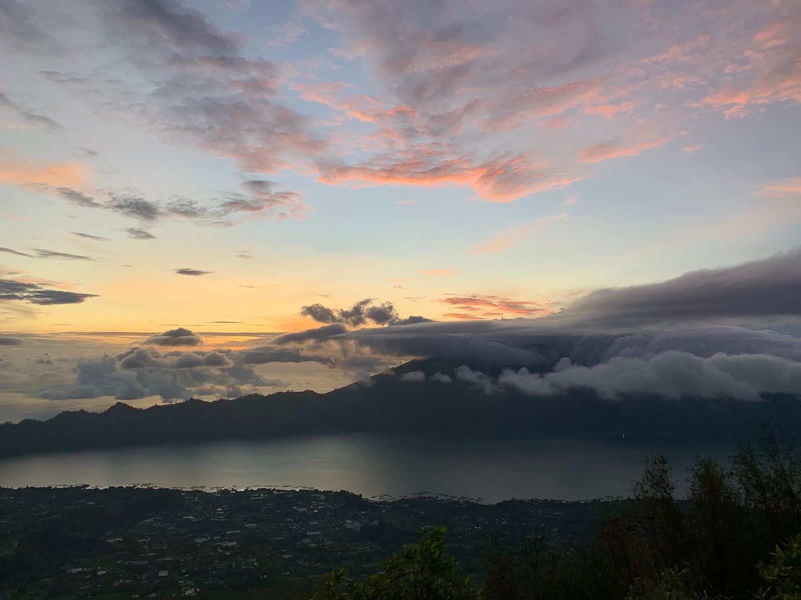 Sunrise over the Batur caldera, the volcano Bali's jeep tours climb